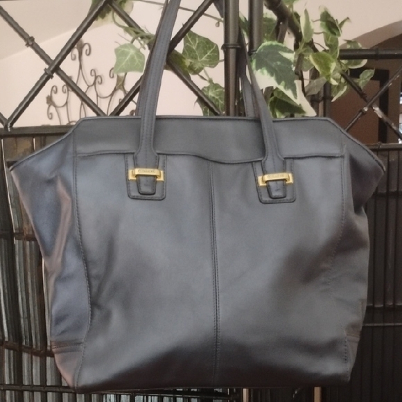 Coach Navy Leather Tote Bag - Picture 1 of 14